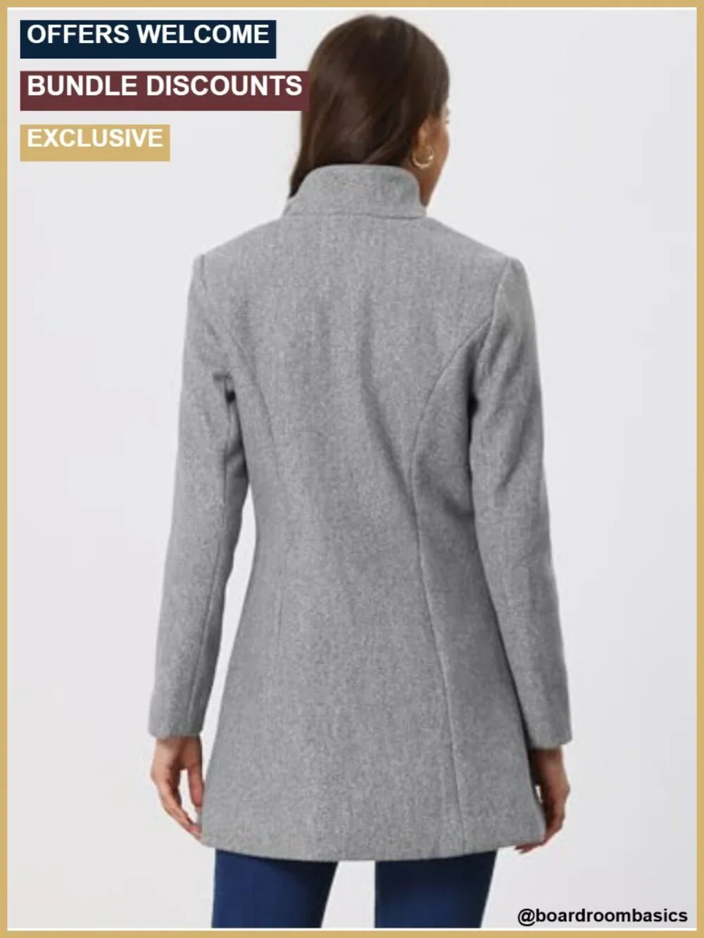 Women's Notch Lapel Peacoat Long Sleeve Button Front Fully Lined Winter Work